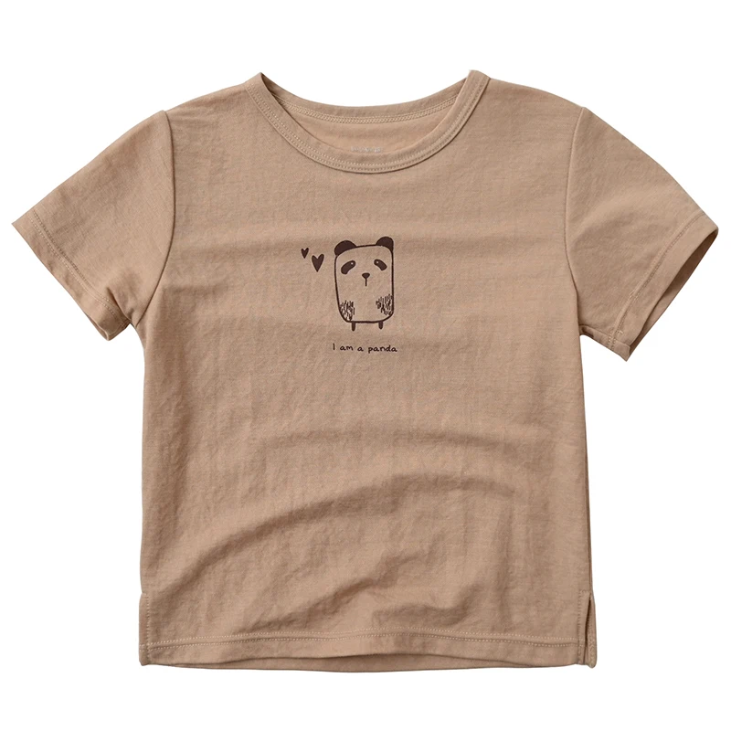 Тонкая летняя детская футболка с коротким рукавом из бамбукового волокна, футболка Унисекс для мальчиков и девочек, топы с милой пандой DT111