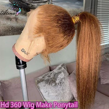 360 Кружевной Фронтальный парик Hd Прозрачный Кудрявый Прямой Медовый Блондин Кружевные Фронтальные парики Глубокая часть 13x4 Цветные парики из человеческих волос для женщин