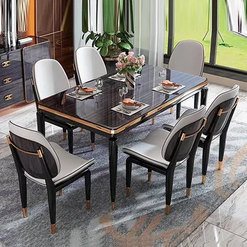 Высококачественный обеденный стол и стул из глянцевого дерева, комбинированный обеденный стол для дома, светлый обеденный стол из массива бука класса люкс