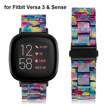 Красочный ремешок для Fitbit Versa, 3 ремешка для женщин и мужчин, сменный браслет из смолы для часов Fitbit Sense, ремешок с металлической пряжкой