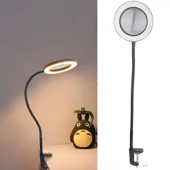 Светодиодная 5-кратная увеличительная лампа-клипса с 10 уровнями затемнения, светильник с 3 цветовыми температурами для вышивания