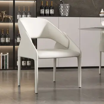 Современный обеденный стул из белой искусственной кожи с открытой спинкой для столовой (комплект из 2 стульев)